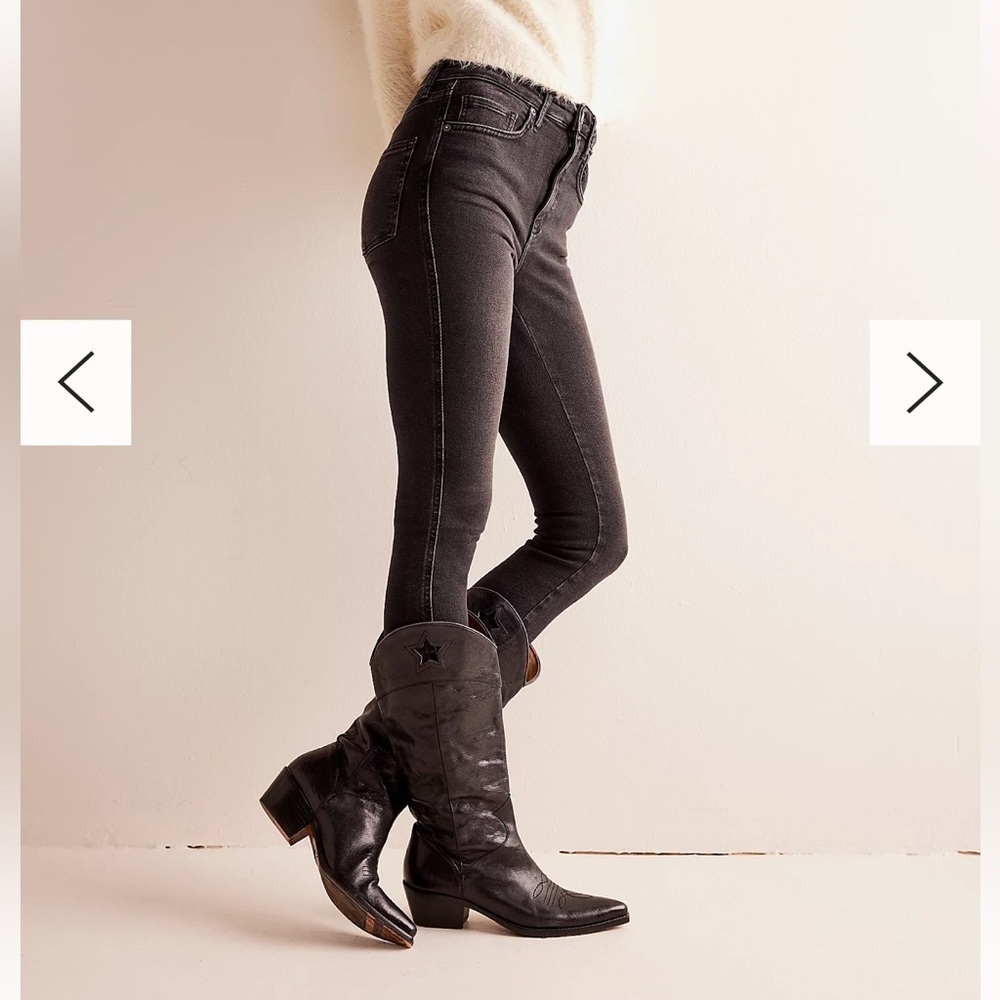 Free People We The Free Raw High-Rise Jeggings Jeans Black 25